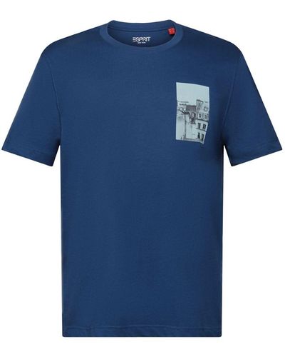 Esprit T-shirt Met Print Op De Voor- En Achterkant - Blauw