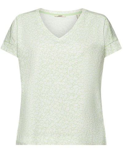 Esprit T-shirt en coton à encolure en V et motif all-over - Multicolore