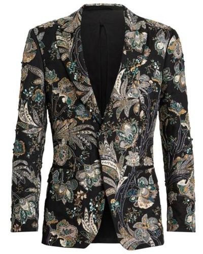 Etro Floral Paisley Jacket With Beads - Black