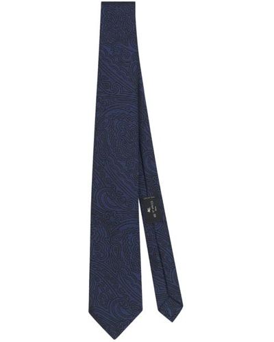Etro Silk Tie With Graphic Paisley Designs - Blue