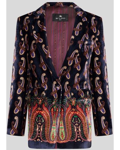 Etro Velvet Jacket With Paisley - Multicolor
