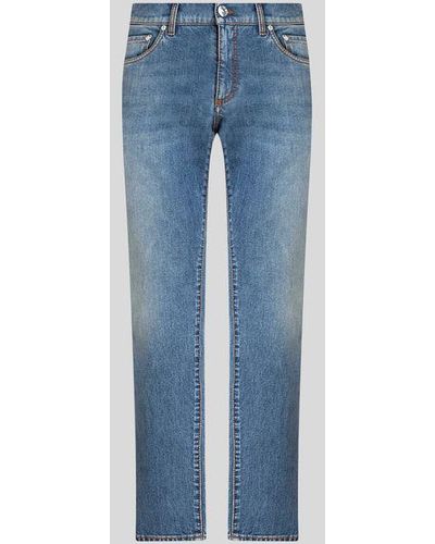 Etro Jeans Con Lavorazione Vintage E Pegaso - Blu
