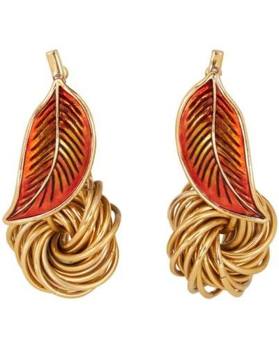 Etro Earrings With Leaf - Orange