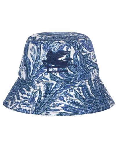 Etro Cappello Logo-embroidered Bucket Hat - Blue