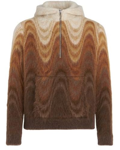 Etro Sweatshirt With Knitted Hood In Jacquard - Brown