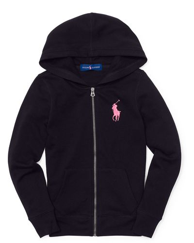 Ralph Lauren Pink Pony Fleece Zip Hoodie - Black