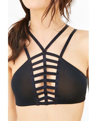 Silence + Noise Front-cage Strappy Bra - Black