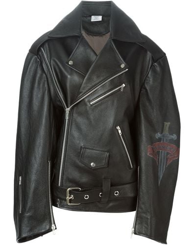 Vetements Oversized Biker Jacket - Black