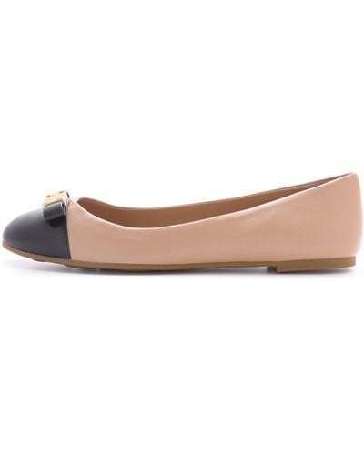 Marc By Marc Jacobs Tuxedo Logo Plaque Flats - Nude/Black - Natural