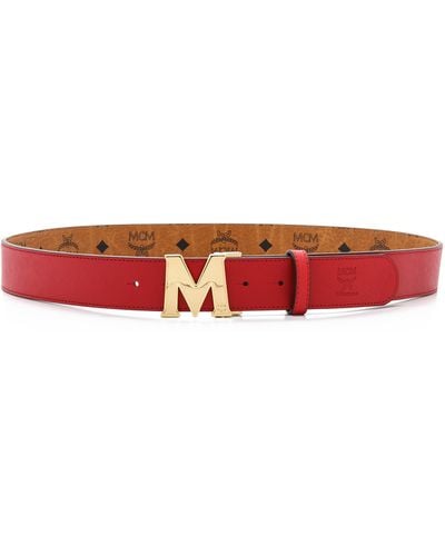 MCM Visetos Reversible M Belt - Pink - Red