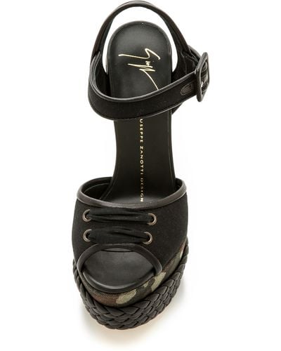 Giuseppe Zanotti Camo Wedge Sandals - Black