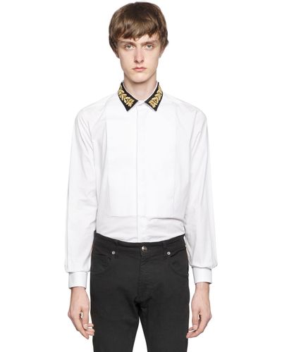 Lords & Fools Embroidered Collar Cotton Poplin Shirt - White