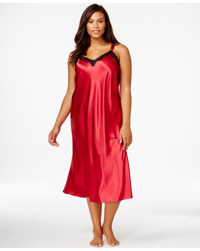Morgan Taylor Plus Size Satin Nightgown - Red