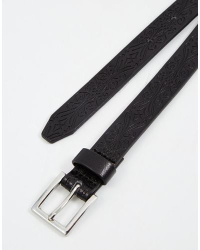 ASOS Smart Skinny Belt With Embossed Design - Black