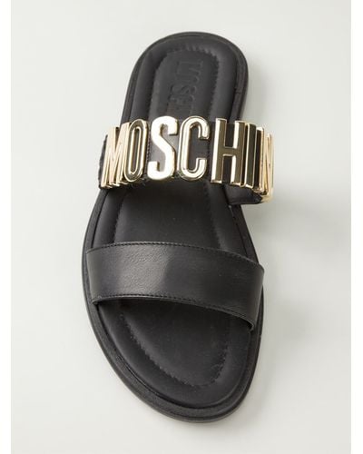 Moschino Logo Plaque Sandals - Black