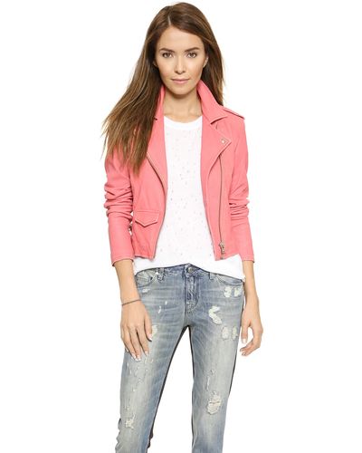 IRO Ashville Leather Jacket - Coral Pink
