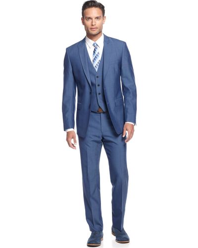 Calvin Klein Medium Blue Vested Slim X Fit Suit