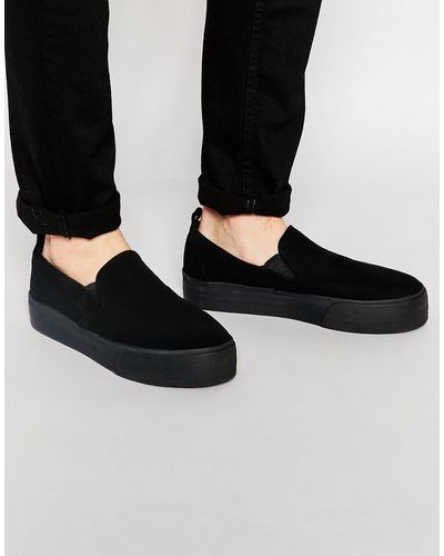 ASOS Slip On Plimsolls In Black With Chunky Sole