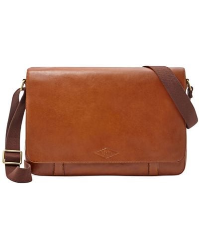 Fossil Aiden Leather Messenger Bag - Brown