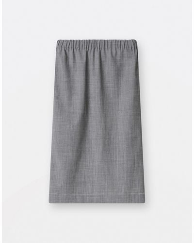 Fabiana Filippi Woolen Fabric Skirt,Elastic Waistband,Contrast Embroidery - Gray