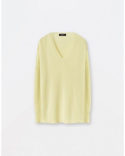 Fabiana Filippi Cashmere Oversize V Neck Sweater - Yellow