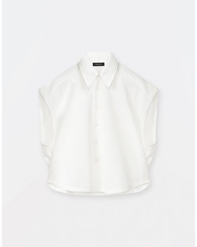 Fabiana Filippi Cotton Knit Sleeveless Cropped Shirt - White
