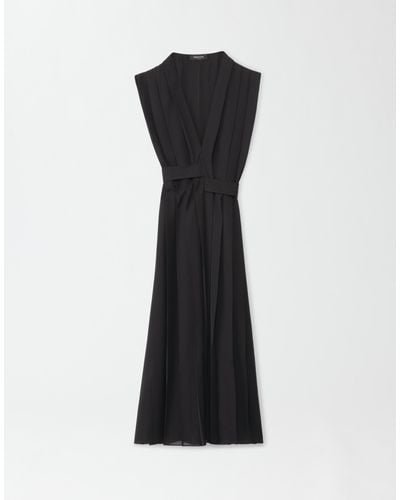 Fabiana Filippi Solid Pleated Chiffon Wrap Dress - Black
