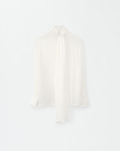 Fabiana Filippi Georgette Long Sleeve Top With Foulard Detail - White