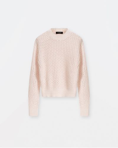 Fabiana Filippi Shiny Cotton Net Oversize Crew Neck Sweater - Natural