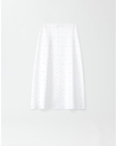 Fabiana Filippi Compact Viscose Flared Skirt With Double Stud - White
