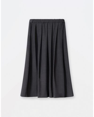 Fabiana Filippi Woolen Fabric Pleated Skirt - Black