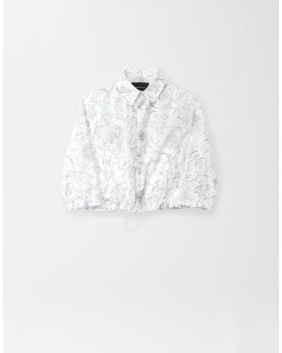 Fabiana Filippi Printed Nylon Short Hooded Parka - White