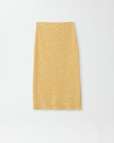 Fabiana Filippi Cotton And Sequin Pencil Skirt - Yellow
