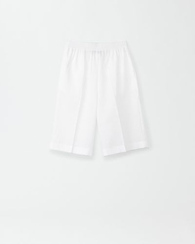 Fabiana Filippi Linen Cloth Bermuda With Elastic Waistband - White