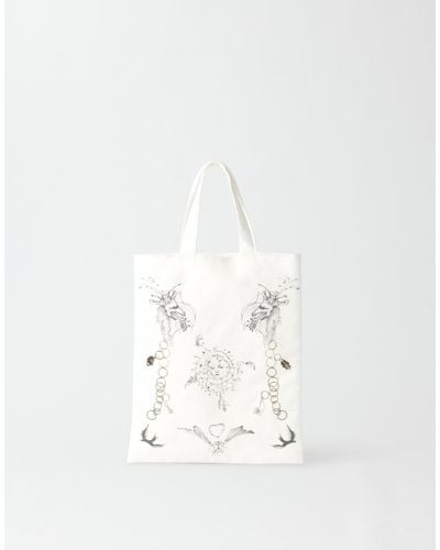 Fabiana Filippi Printed Gabardine Mini Shopping Bag - Natural