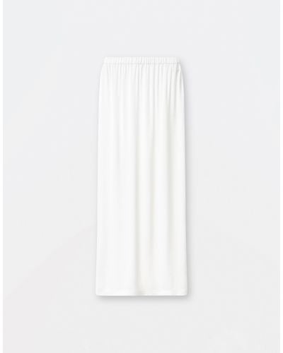 Fabiana Filippi Satin Long Skirt With Back Vent - White