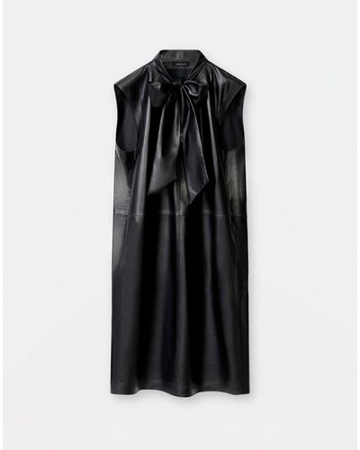 Fabiana Filippi Soft Lambskin Sleeveless Dress With Knot Detail - Black