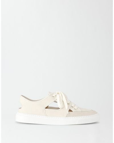 Fabiana Filippi Suede And Canvas Open Sneakers - Natural