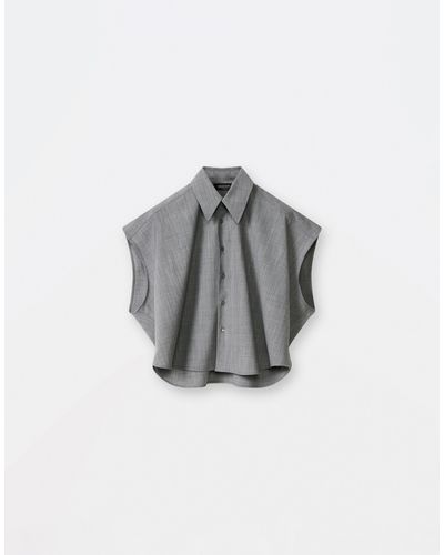 Fabiana Filippi Woolen Fabric Sleeveless Cropped Shirt - Gray