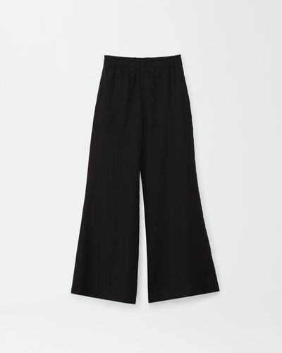 Fabiana Filippi Linen Cloth Wide Leg Pants With Elastic Waistband - Black
