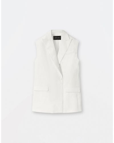 Fabiana Filippi Linen Viscose Cloth Double Breasted Vest - White