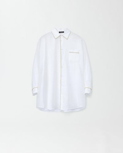 Fabiana Filippi Linen Cloth Oversize Shirt With Contrast Piping - White