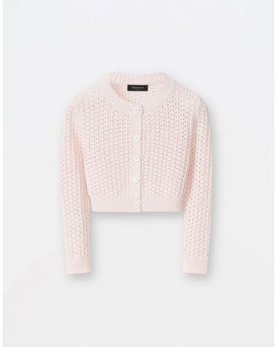 Fabiana Filippi Shiny Cotton Net Cropped Cardigan - Pink