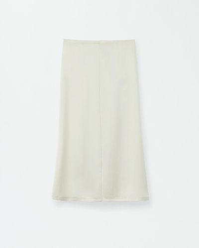 Fabiana Filippi Satin Long Skirt With Back Drawstring Detail - White