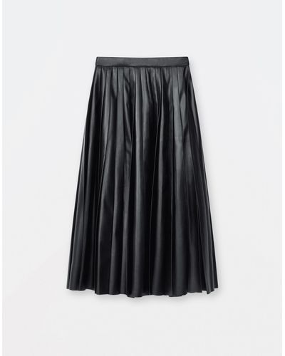 Fabiana Filippi Soft Lambskin Pleated Midi Skirt - Black