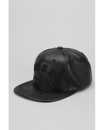 Undefeated Boss Leather Snapback Hat - Black