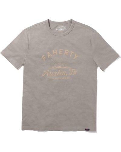 Faherty Austin Short-sleeve Crew T-shirt - Grey