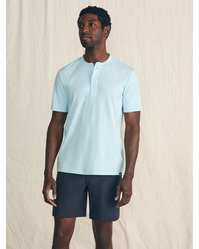 Faherty Short-sleeve Sunwashed Henley T-shirt - Blue