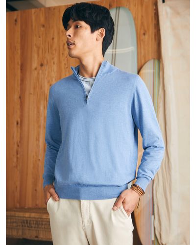 Faherty Movementtm Quarter Zip Sweater (tall) - Blue