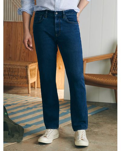 Faherty Organic Cotton Slim Straight Denim (32" Inseam) Trousers - Blue